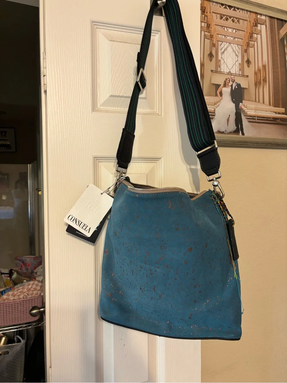Consuela Hobo Nilo Teal Blue Adjustable Strap Crossbody Bag
